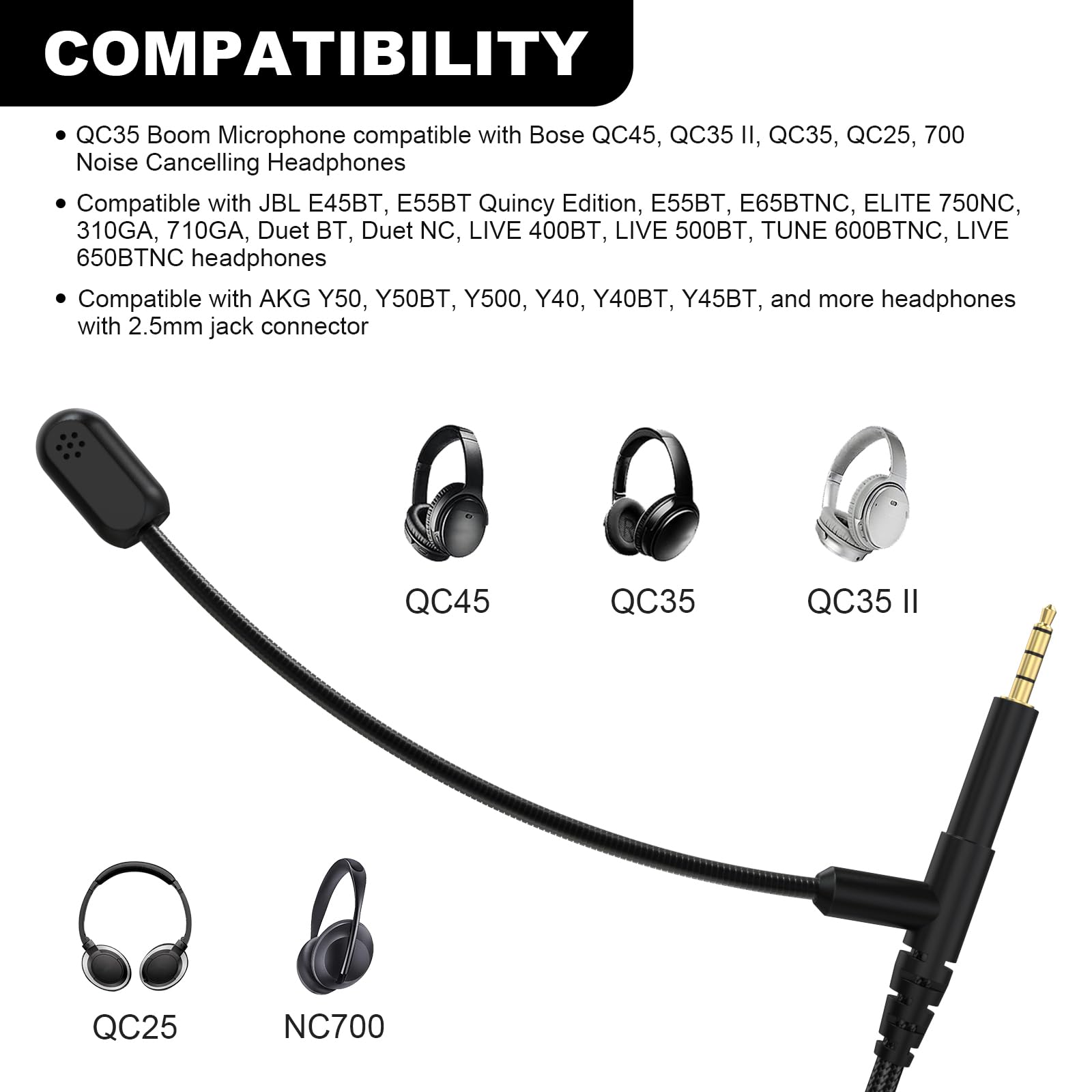Amazon.com: Zosvoses QC45 Boom Mic Compatible with Bose 700, QC25